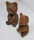 Japanese Kokeshi Doll Bear Ainu Cedar Cypress Wooden Craft Carving Figurines