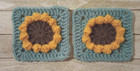 Handmade Crochet Sunflower Granny Squares 4 5 Inch Blue Usa Seller 2pc