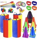 53 Pieces Outdoor Lawn Game Carnival Toss Game Set Potato Sack Race Bags Egg    
