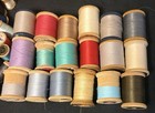 Lot Of 49 Vintage Wooden Sewing Thread Spools Various Brands   Sizes
