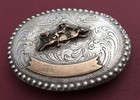Vintage Bull Riding Sterling Silver Western Wage Cowboy Rodeo Trophy Belt Buckle
