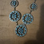 Sterling Silver Zuni Turquoise Petit Point Necklace   Matching Dangle Earrings