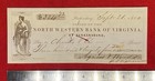 1860  north Western Bank Of Virginia  Parkersburg  Va Bank Check vignette  Rare 