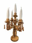 Vtg Wooden 5 Arm Candelabra Centerpiece Handmade 17  High Wooden Candles