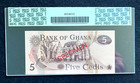 Ghana  Bank Of Ghana 1977 Specimen 5 Cedis  Pcgs-67 Ppq  P-15b-cs1 