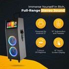 Dual 10  Rechargeable Karaoke Speaker With Touchscreen Tablet     2 Wireless Mic