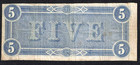 1864  5 Confederate Civil War Currency  Capitol At Richmond   Collector Grade