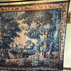 Silky Polyester Blue French Verdure Tapestry Style Fabric Print 90inch X 59inch