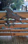 Vintage Copper Horse Weathervane With Cast Iron Amish Made Hanging Pole