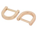15mm Inner Width Metal U Shaped Screw Mounted D Ring Buckle Gold Tone 2pcs