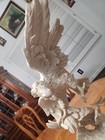 A  Santini Vtg  Rare  Large  Alablaster marble  eagles Battle  Sculpture Signed 