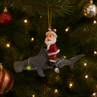 Hammerhead Christmas Tree Ornament With Santa Claus Riding Covered In Lights