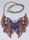 Vintage Juliana Statement Huge Butterfly Colorful Rhinestone Necklace Repair