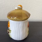 Vintage Ceramic Merry Mushroom Mini Canister Jar 4    Retro 1970s Kitchen Decor