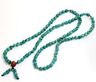 Early 20th C 108 Natural Turquoise Prayer Beads  Blue-green Color Tibetan Amulet