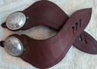 Dove Tail Border Stamped 2 In  Domed Silver Conchos Spur Straps
