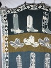Vintage Western Cowboy Boots Tapestry Afghan Fringe Throw Cowgirl Ranch Decor