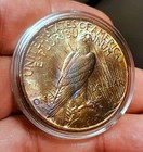 1923 Peace Silver Dollar High Grade Detail And Has Amber Tone   Toning