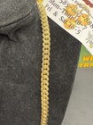 8mm  Italian Cuban Link Chain 14k Gold Plated Over  925 Silver    96gr   24 