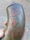 Vintage Scrimshaw Powder Horn Dated 1812 To 1909 Flowers  Cross  Bird With Sword