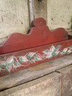 Antique Primitive Wooden Hanging Candle Wall Box Hand Painted Red Flowers Long
