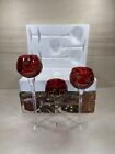 Vintage Kirklands  Holly Collection Set Of Three Holiday Votives Handpainted    