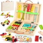 Kids Tool Set Wooden Toddler Tools Montessori Toys For 3 4  Olds Boys  34 Pcs   