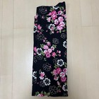 Black Washable Kimono Ladies Floral Yukata Near Mint Size 142cm