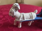 Vintage Cast Iron Goat Pulling Express Wagon Toy Blue Red White Antique Style