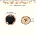 Metal Vintage Gold Button 17 5mm Round Metal Sewing Button Black 5 Pack 