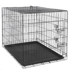 Large Dog Crate Kennel Folding Pet Cage 2 Door With Tray Indoor Dog House 42  