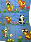 Adorable Vintage 70s 60s Baby Quilt Nursery Blanket Woodland Animals 48    X 28   