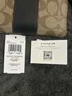 Women   s Coach Corner Zip Wristlet In Signature Canvas Khaki Black 58035 Nwt