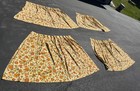 Vintage 70s 80s Handmade Curtains  Four Panels Orange   Brown Flower Print Retro