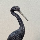 Vintage Cast Bronze Crane Heron Statue Patina Finish Heavy Unmarked Figure 11 5   