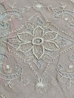 Net Lace Tambour Embroidered Boudoir Pillow Octagonal Cover W Buttons Antique