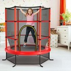 55 Inch Kids Recreational Trampoline Bouncing Jumping Mat With Enclosure Net-red