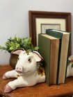 Vintage Rare Hand Painted Floral Ceramic Pig Bookends 