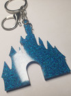 Handmade Princess Castle Keychain Blue Glitter