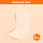 Acrylic Bookends 4 Pcs  Clear Book Ends For Shelves  Transparent Organizer