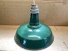 Vintage Benjamin Porcelain Industrial Green Barn Light Lamp Shade-tested Working