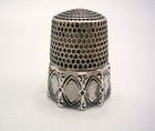 Antique Simons Bro  Concave Oval Panels Sterling Silver Thimble no Mono  Size 11