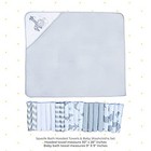  Bath Hooded Towels   Baby Washcloths Set  Baby Bath Essentials For Gray Lion