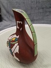 Vintage Studio Art Pottery Mini Bud Vase Ewer Pitcher Dragonfly Floral 5  Brown