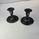 Vintage Pair Silver Plated Candle Stick Holders Ll B