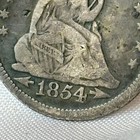 1854 Love Token Seated Liberty 90  Silver Coin