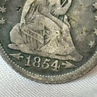 1854 Love Token Seated Liberty 90  Silver