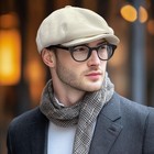 Clakllie Newsboy Flat Cap Herringbone Ivy Ascot Cabbie Hat Snap Cap For Men W   