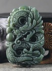 Chinese Natural Hetian Jade Hand-carved Statue Of Dragon Pendant Green No Rope