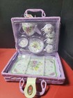 Delton Products Tin Pansy Flower 15 Piece Children s Tea Set Picnic Basket New 